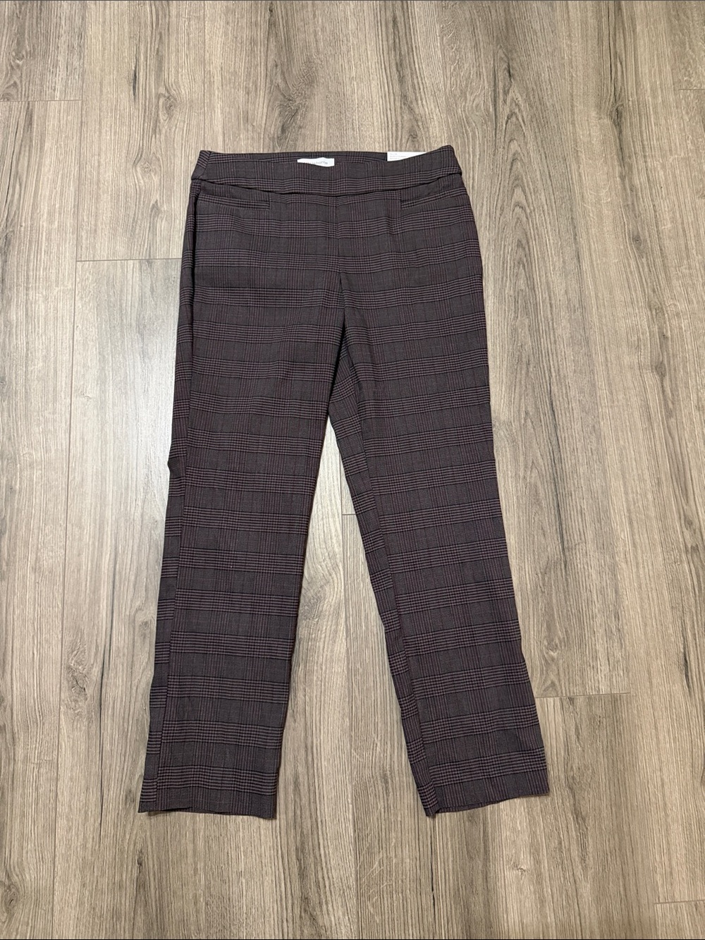 Liz Claiborne Burgundy Plaid Straight-Leg Trousers